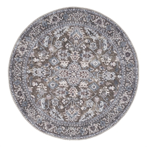 Nourison New Concept Washables 4' x Round Olive Ivory Vintage Indoor Rug