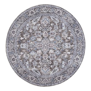 Nourison New Concept Washables 7'10&quot x Round Olive Ivory Vintage Indoor Rug