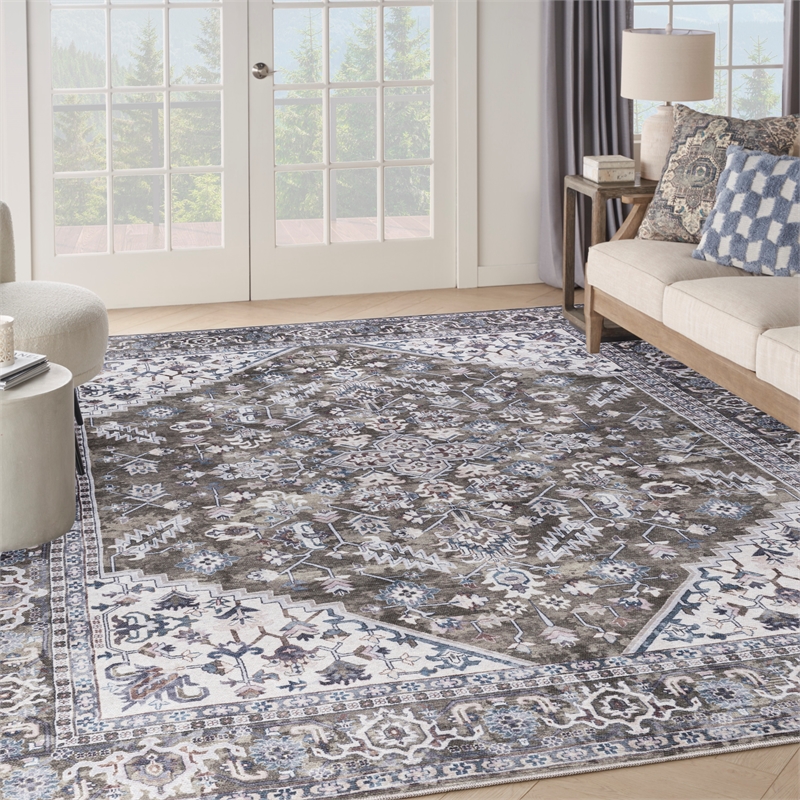 Nourison New Concept Washables 10' x 14' Olive Ivory Vintage Indoor Rug