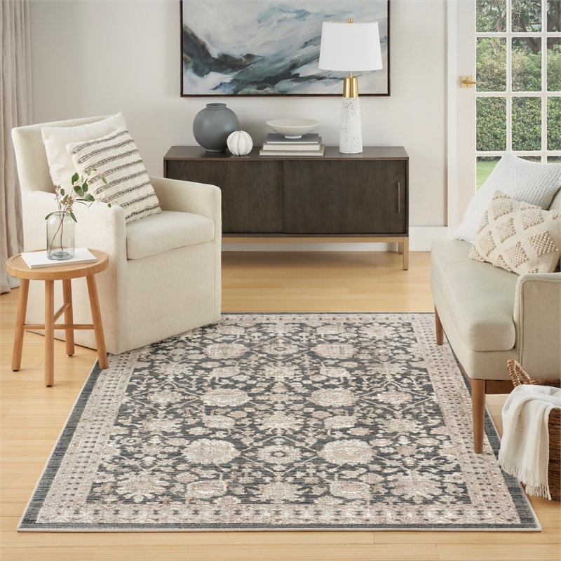 Nourison Renewed 5' x 7' Charcoal Fabric Area Rug