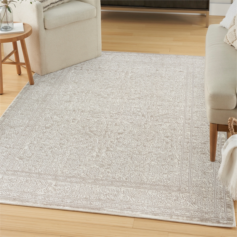 Nourison Renewed 5' x 7' Ivory Beige Fabric Area Rug