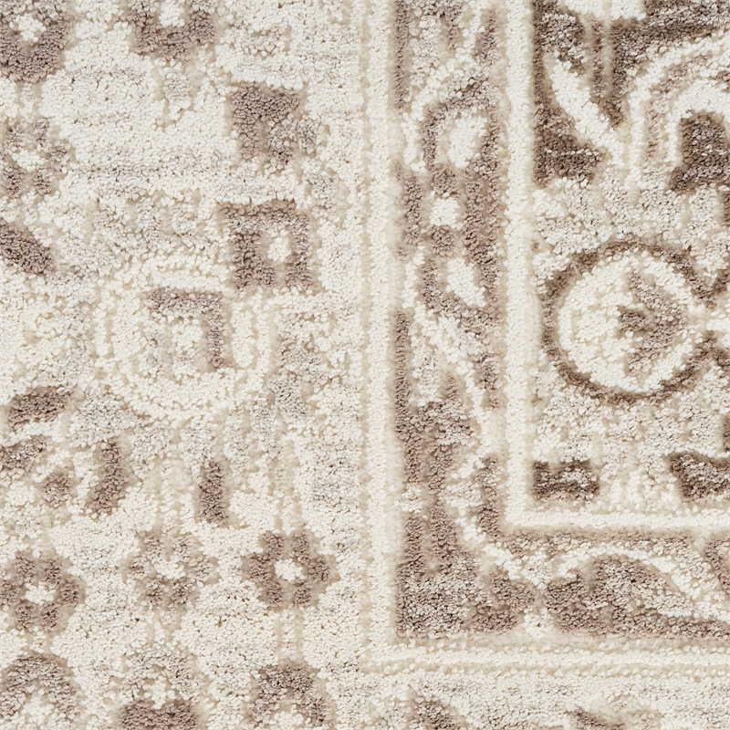 Nourison Renewed 8' Runner Ivory Mocha Fabric Area Rug