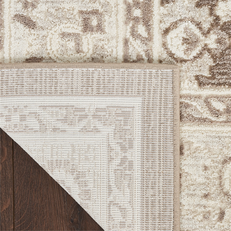 Nourison Renewed 8' Runner Ivory Mocha Fabric Area Rug