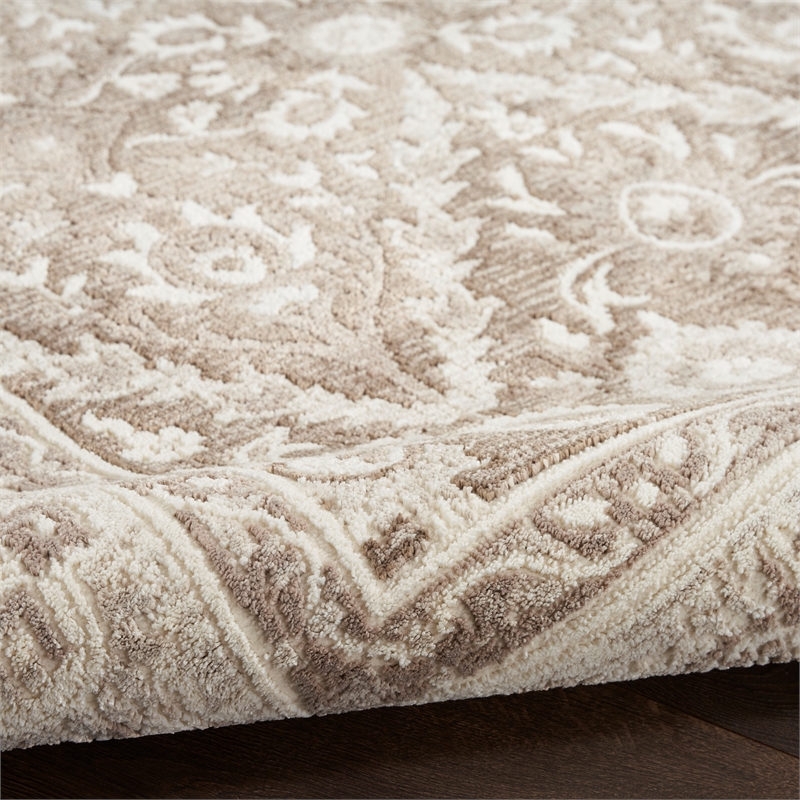 Nourison Renewed 8' Runner Ivory Mocha Fabric Area Rug