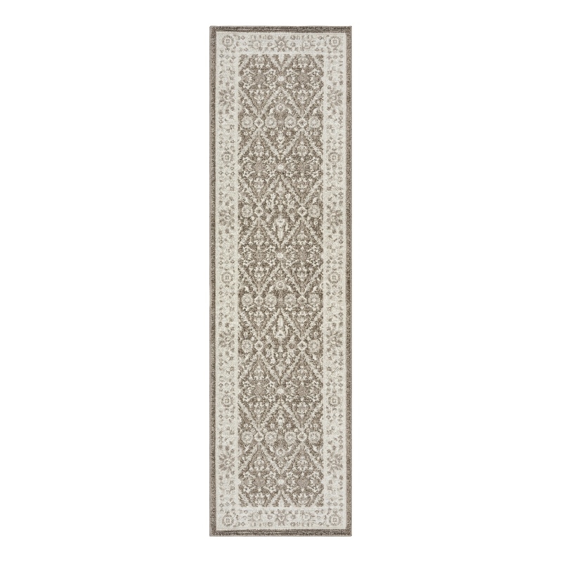 Nourison Renewed 8' Runner Ivory Mocha Fabric Area Rug