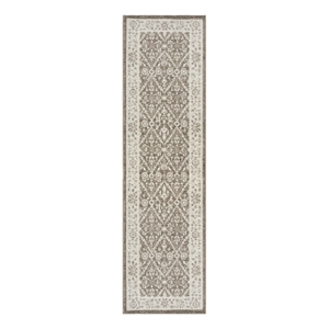 Nourison Renewed 8' Runner Ivory Mocha Fabric Area Rug