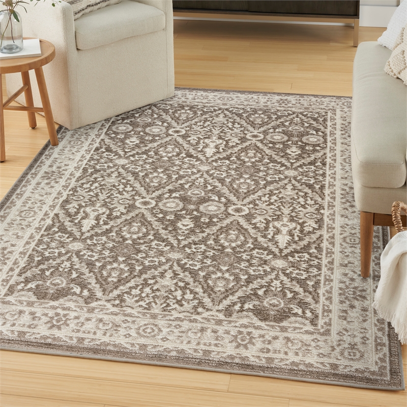 Nourison Renewed 5' x 7' Ivory Mocha Fabric Area Rug
