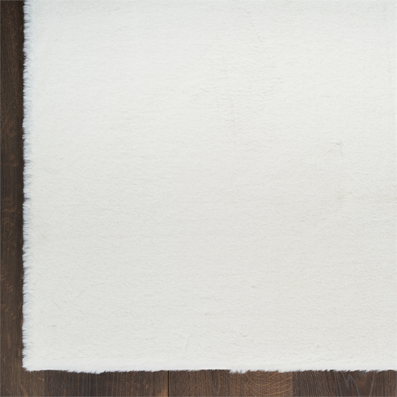 Nourison Home Soft Plush Rabbit Fur  8' x 10' White  Polyester Area Rug