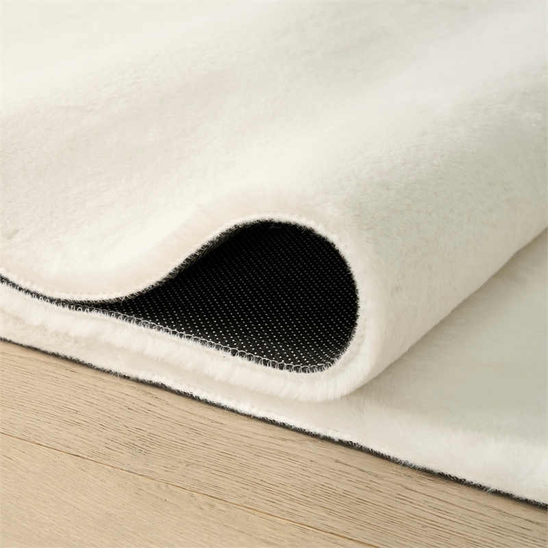 Nourison Home Soft Plush Rabbit Fur  8' x 10' White  Polyester Area Rug