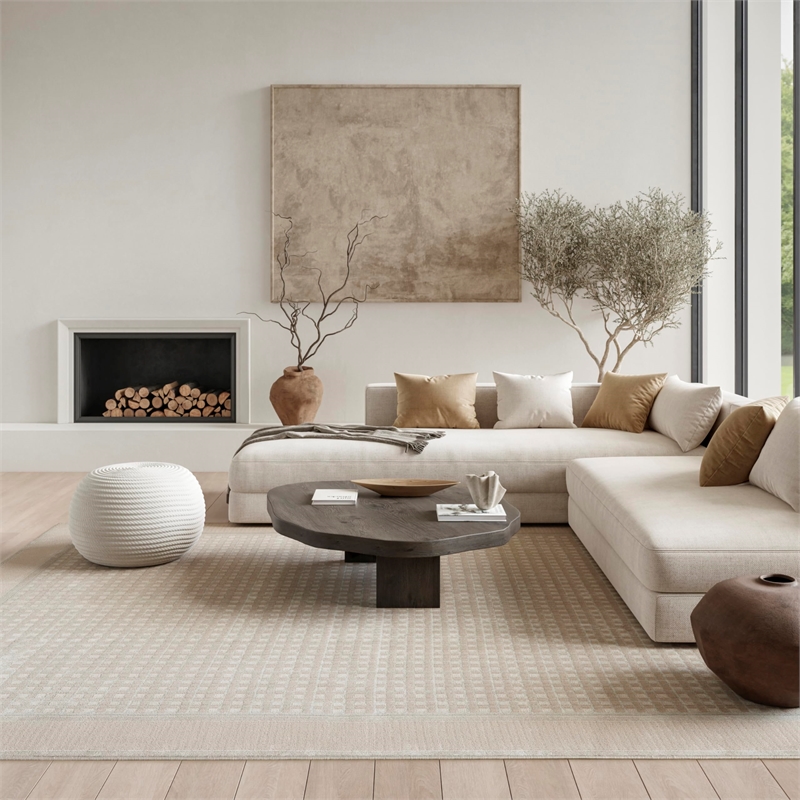 Nourison Home Nordic 8' x 10' Beige Fabric Area Rug