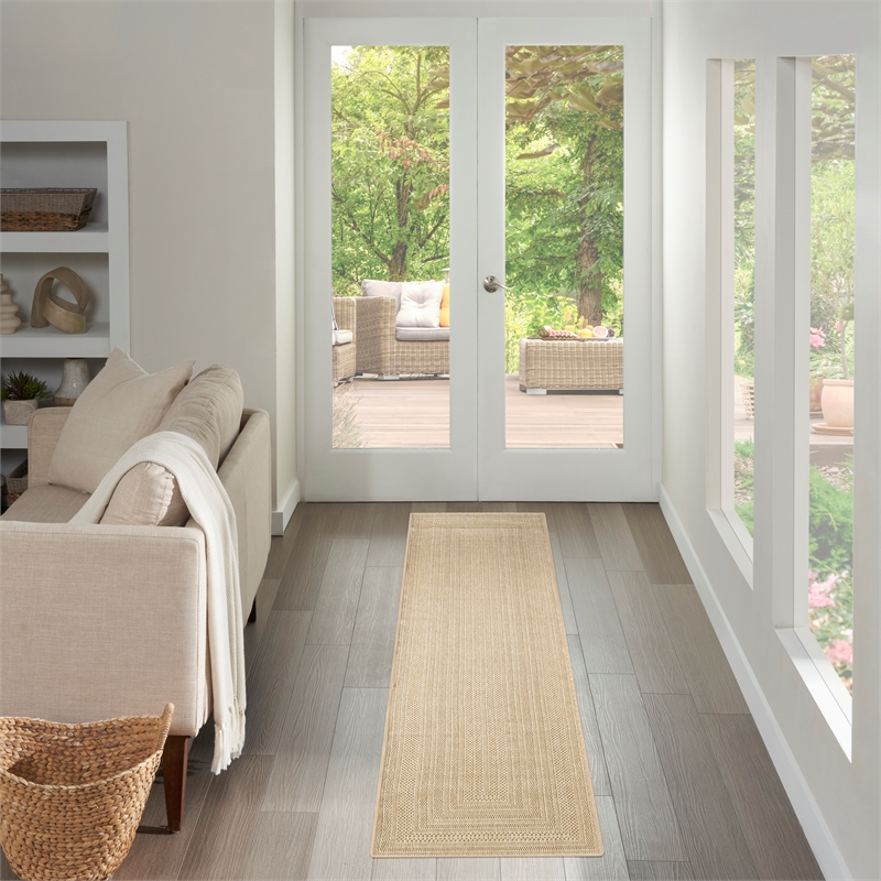 Nourison Home Tulum 10' Runner Fabric Taupe Ivory Area Rug