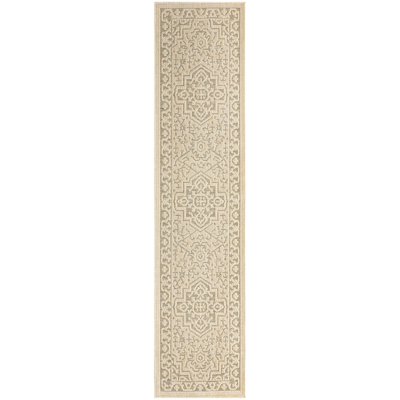 Nourison Home Tulum 10' Runner Fabric Taupe Olive Area Rug