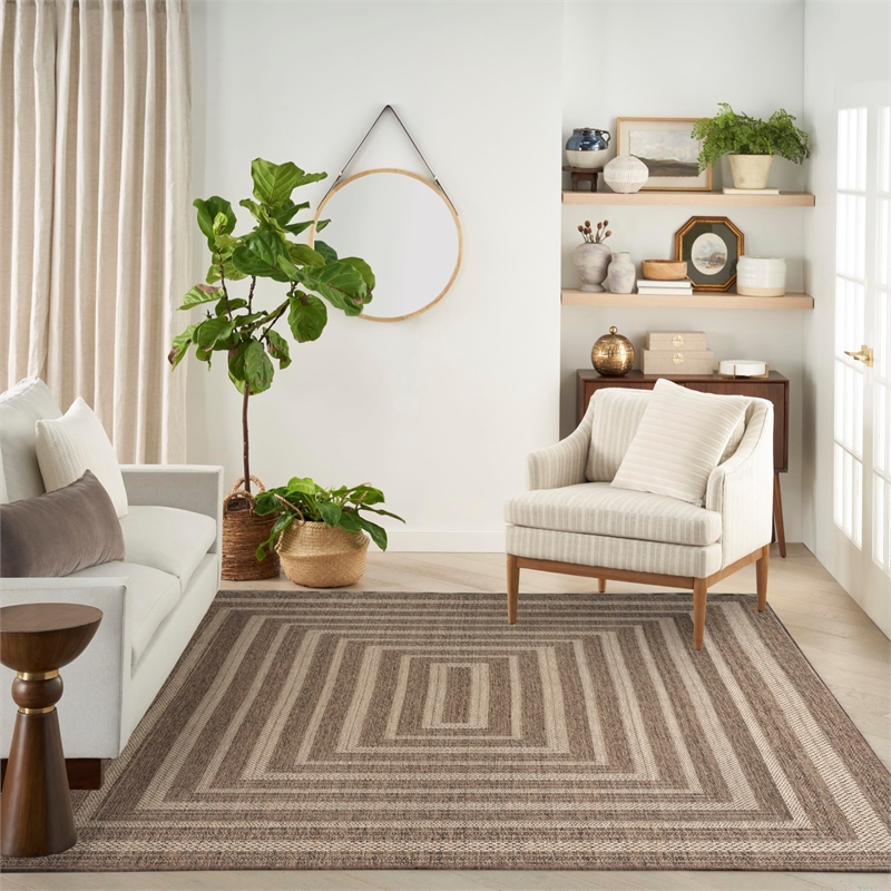 Nourison Home Tulum 10' x 14' Fabric Brown Area Rug