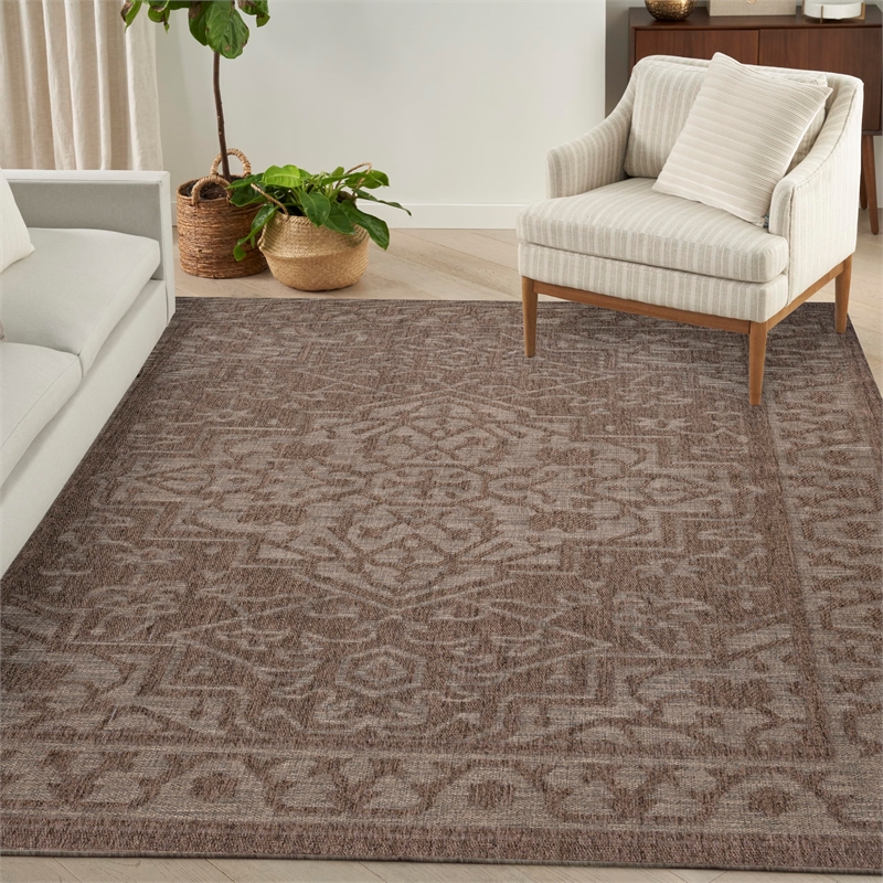 Nourison Home Tulum 10' x 14' Fabric Brown Area Rug