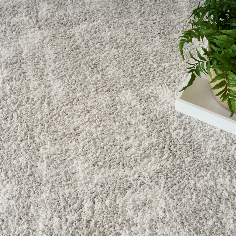 Nourison Home Modern Shag 8' x 10' Polyester Grey Ivory Area Rug