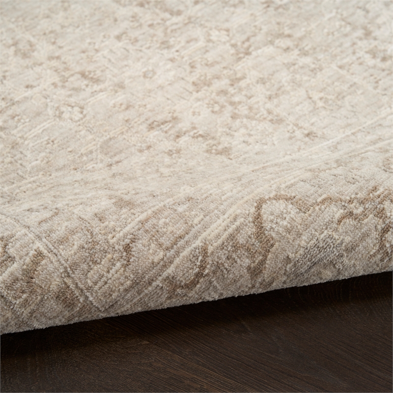 Nourison Home Outlines 10' Runner Polyester Ivory Gray Area Rug