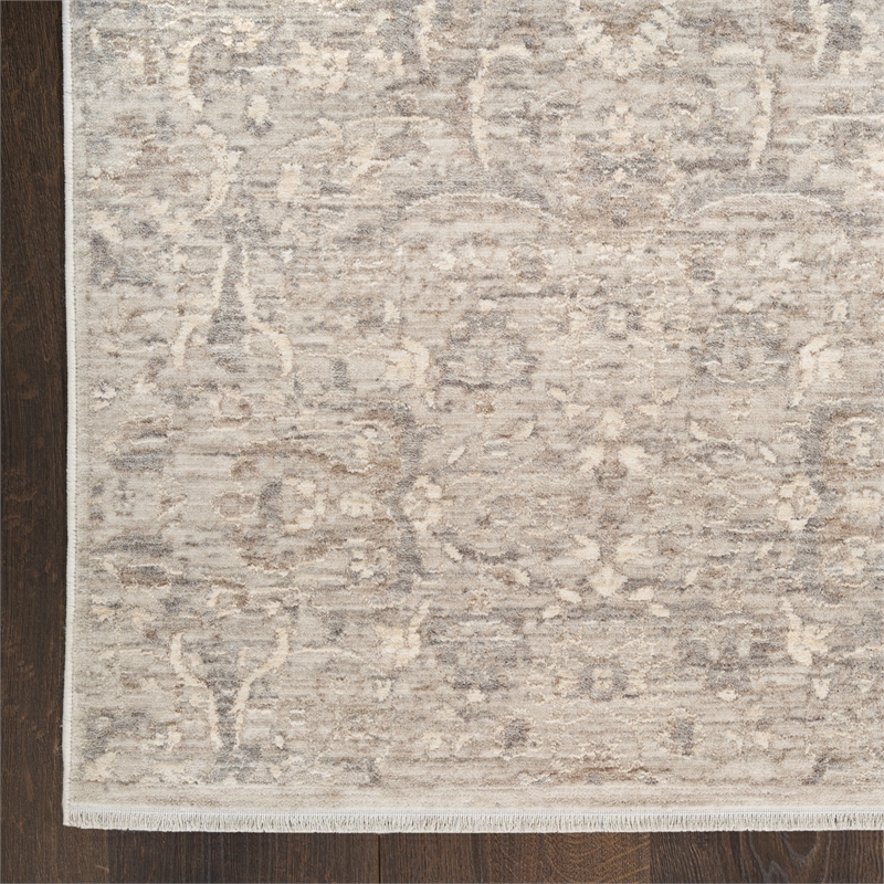 Nourison Home Outlines 10' Runner Polyester Grey Area Rug
