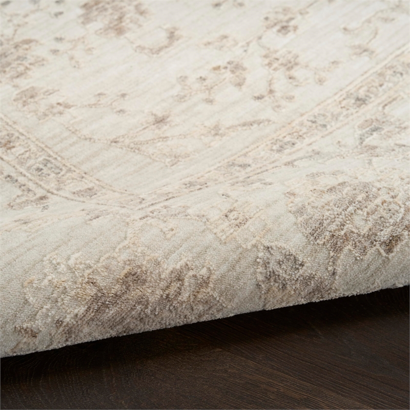 Nourison Home Outlines 10' Runner Polyester Ivory Area Rug