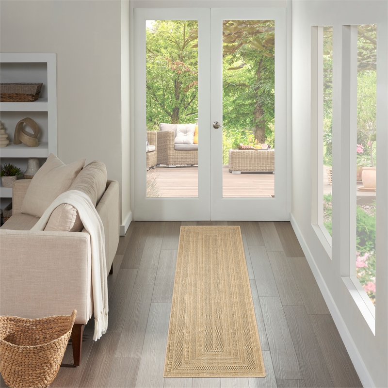 Nourison Home Tulum 10' Runner Fabric Taupe Grey Area Rug