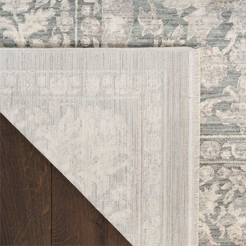 Nourison Home Outlines 10' Runner Polyester Sage Ivory Area Rug