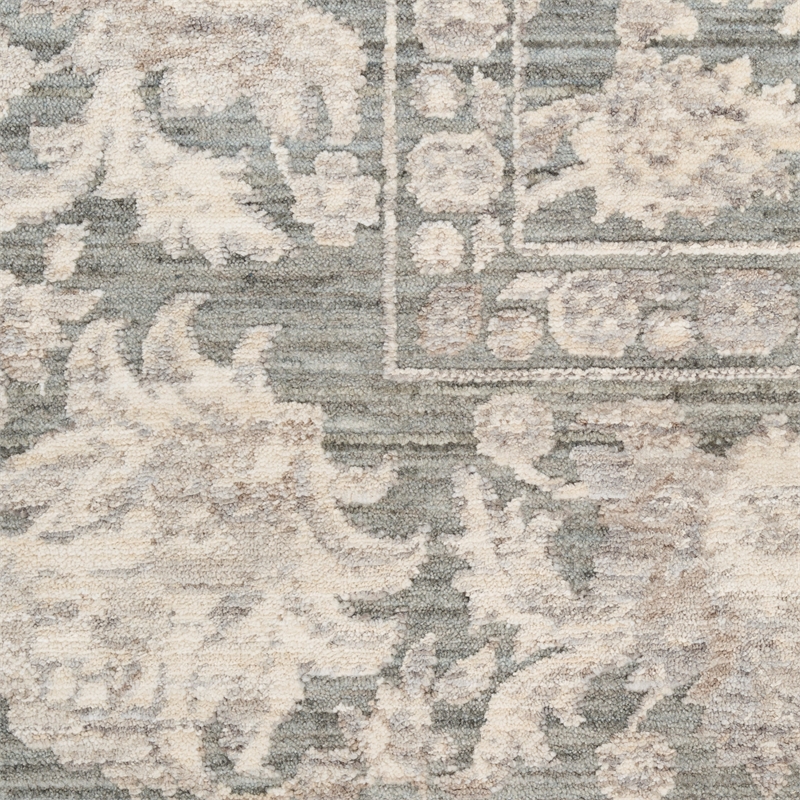 Nourison Home Outlines 10' Runner Polyester Sage Ivory Area Rug