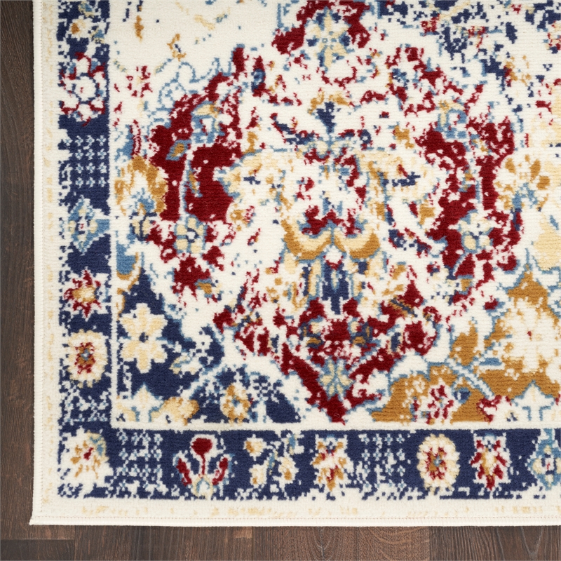 Nourison Home Grafix 12' Runner Fabric Blue Multicolor Area Rug