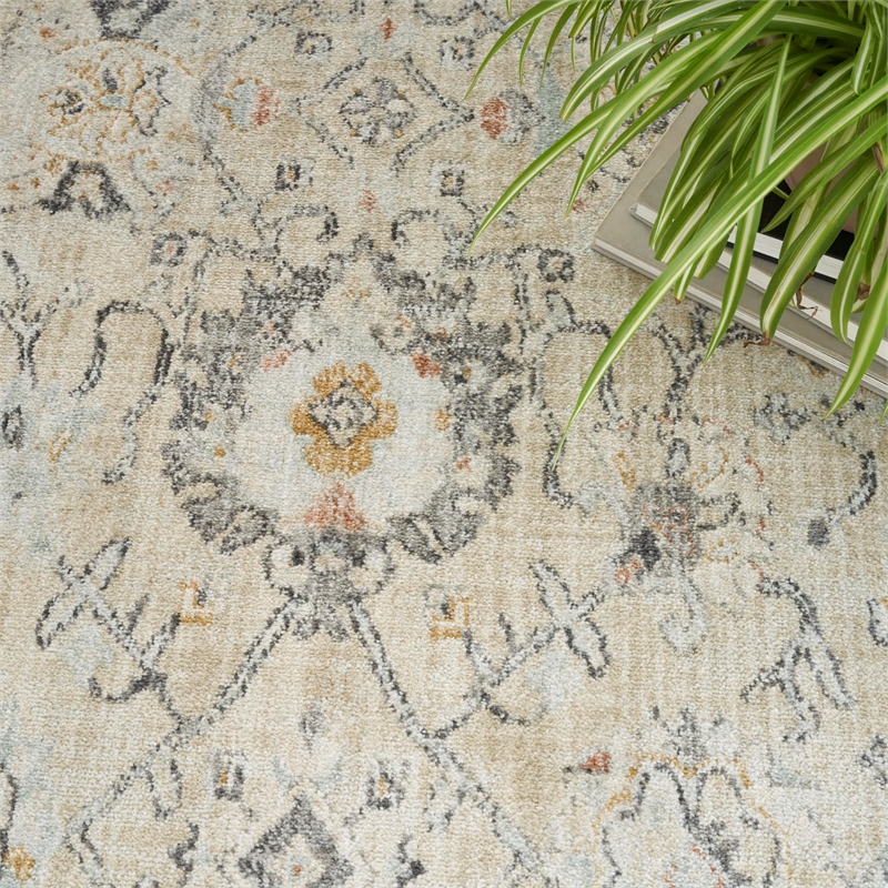 Nourison Home Oushak Home 6' x 9' Fabric Cream Area Rug