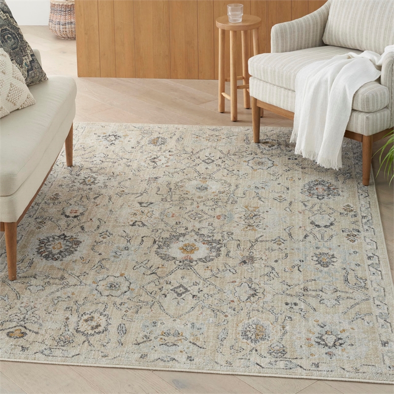 Nourison Home Oushak Home 6' x 9' Fabric Cream Area Rug