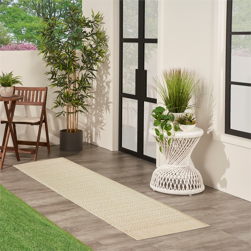 Nourison Home Tulum 10' Runner Fabric Cream Area Rug