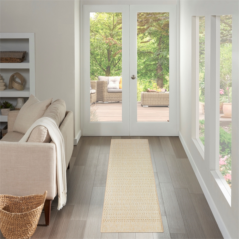Nourison Home Tulum 10' Runner Fabric Cream Area Rug