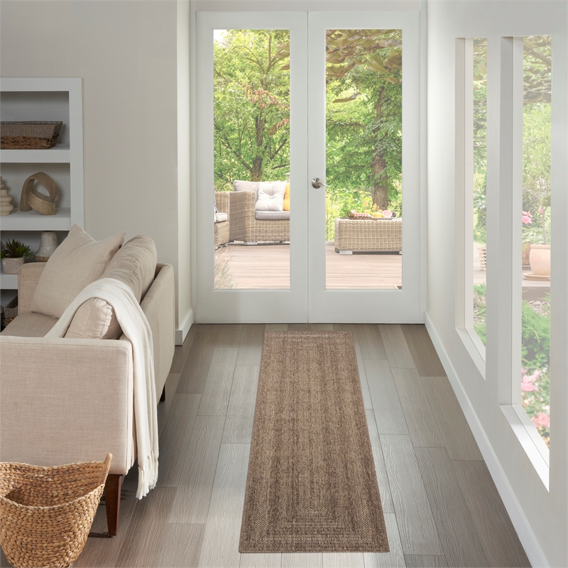 Nourison Home Tulum 10' Runner Fabric Brown Area Rug