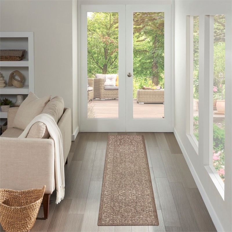Nourison Home Tulum 10' Runner Fabric Brown Area Rug