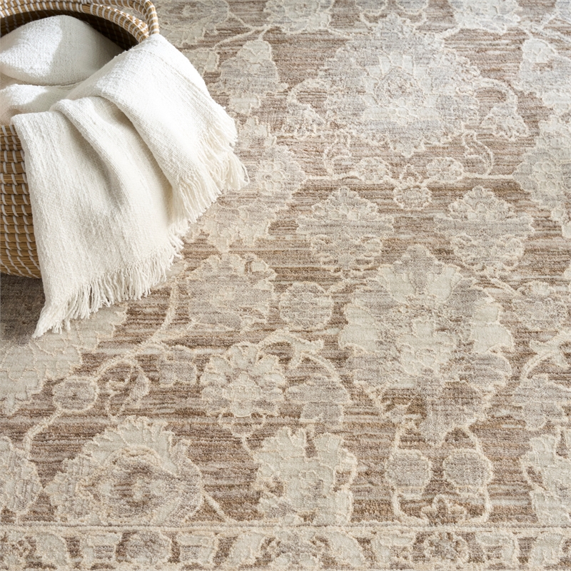 Nourison Home Outlines 10' x 13' Polyester Ivory Mocha Area Rug