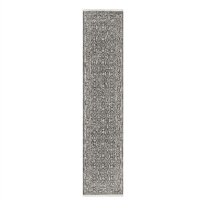 Nourison Home Outlines 12' Runner Polyester  Charcaol Ivory Area Rug