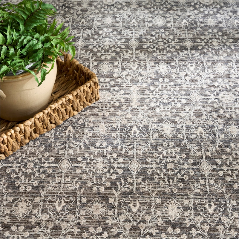 Nourison Home Outlines 4' x 6' Polyester Charcaol Ivory Area Rug