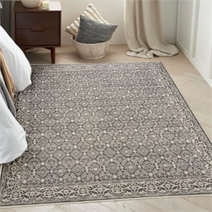 Nourison Home Outlines 4' x 6' Polyester Charcaol Ivory Area Rug