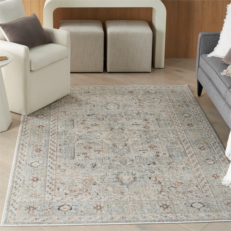 Nourison Home Oushak Home 6' x 9' Fabric Light Grey Area Rug