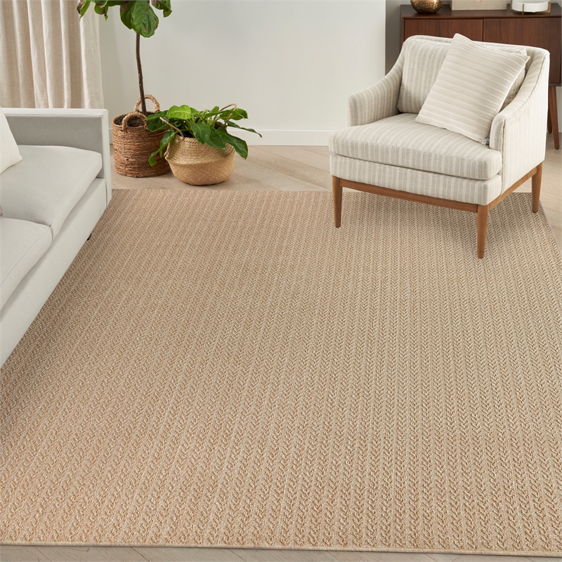 Nourison Home Tulum 10' x 14' Fabric Taupe Area Rug