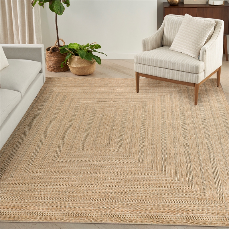 Nourison Home Tulum 10' x 14' Fabric Taupe Grey Area Rug