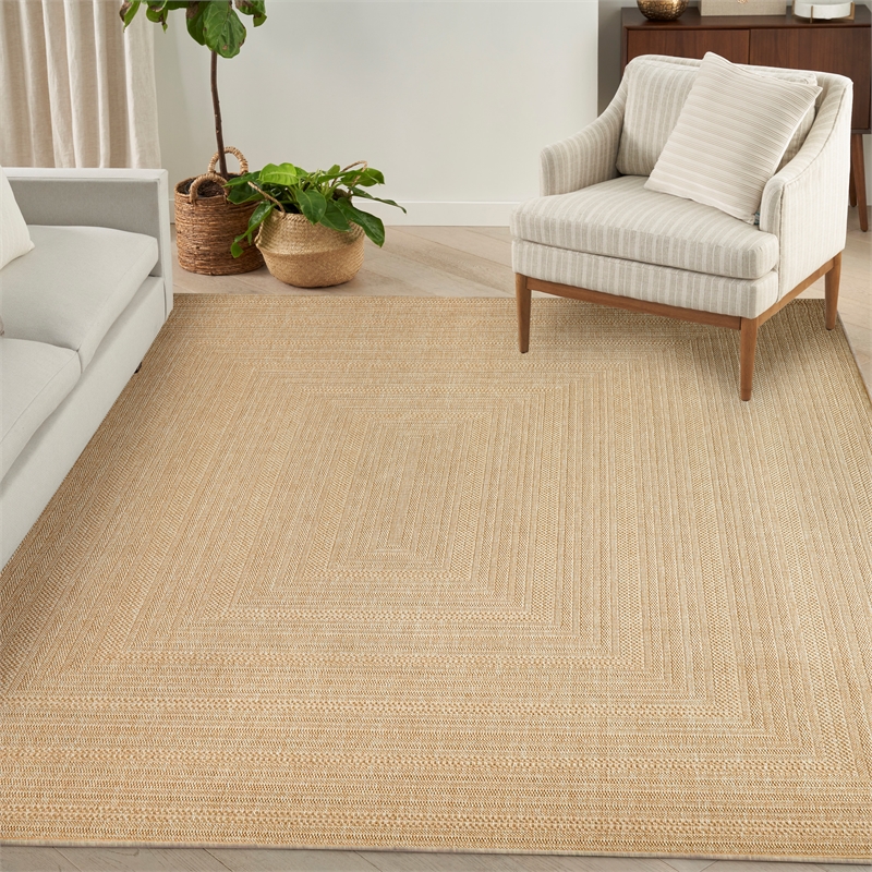 nourison home tulum 10' x 14' fabric taupe ivory area rug