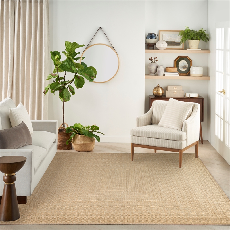 nourison home tulum 10' x 14' fabric taupe ivory area rug