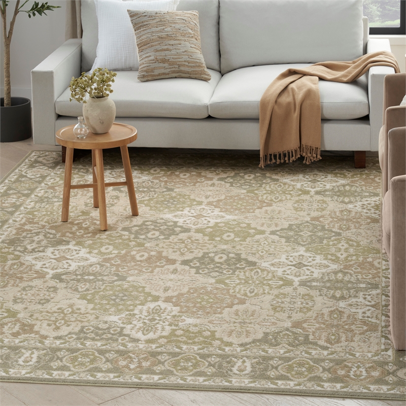 Nourison Home Grafix 10' x 14' Fabric Fabric Green Area Rug