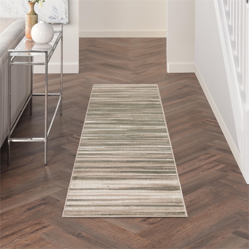 Nourison Home Jubilant 6' Runner Fabric Green Ivory Area Rug
