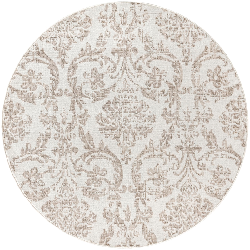 Nourison Home Jubilant 8' x Round Fabric Ivory Beige Area Rug