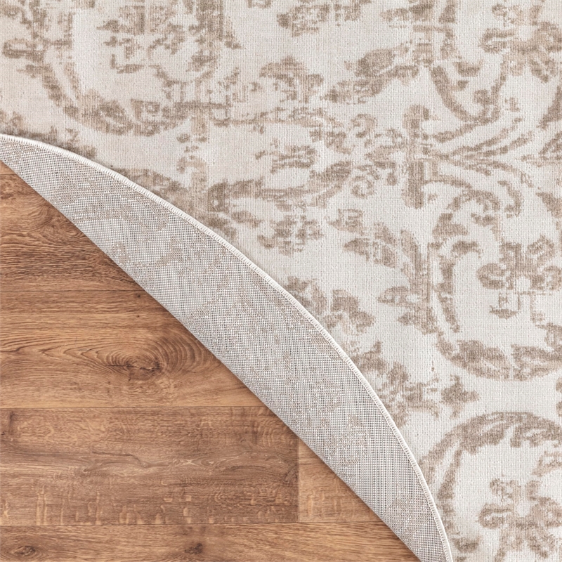 Nourison Home Jubilant 8' x Round Fabric Ivory Beige Area Rug