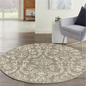 Nourison Home Jubilant 5' x Round Fabric Olive Area Rug