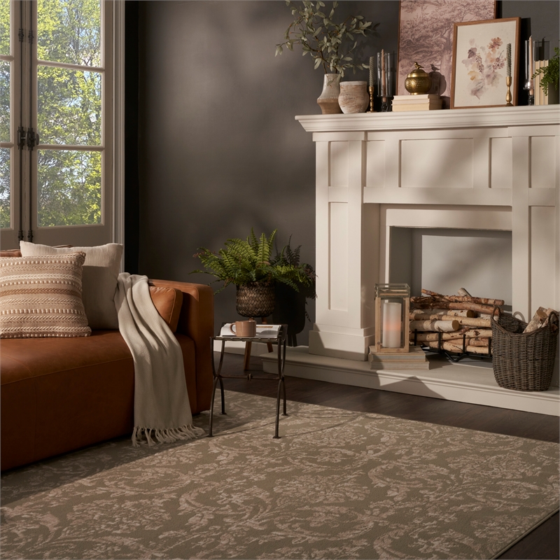 Nourison Home Jubilant 8' x 10' Fabric Olive Area Rug
