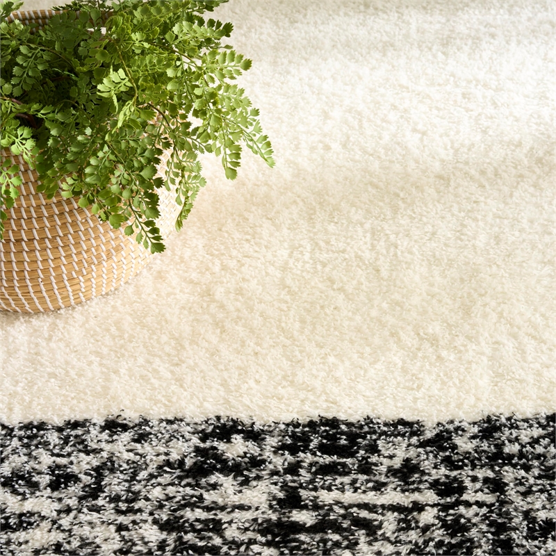 Nourison Home Pacific Shag 5' x 7' Polyester Ivory Black Area Rug