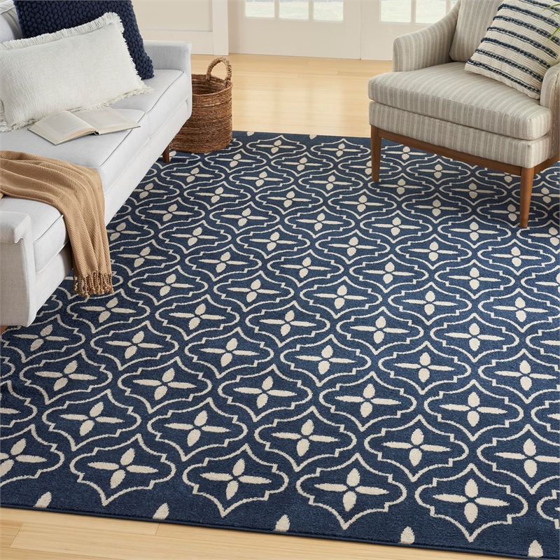 Nourison Home Nourison Essentials 6' x 9' Fabric Navy Ivory Area Rug