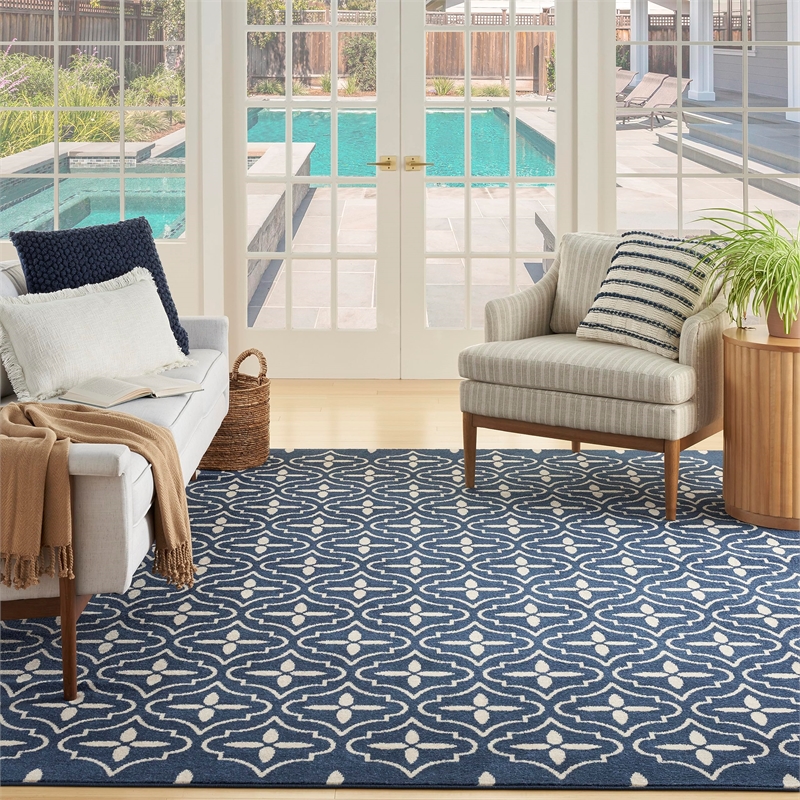 Nourison Home Nourison Essentials 6' x 9' Fabric Navy Ivory Area Rug